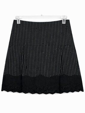Ann Taylor Black/White Polka Dot Lace Skirt • Lined • EUC • Sz 6